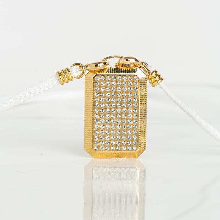 les interchangeables Collier plaque full strass ruban 42