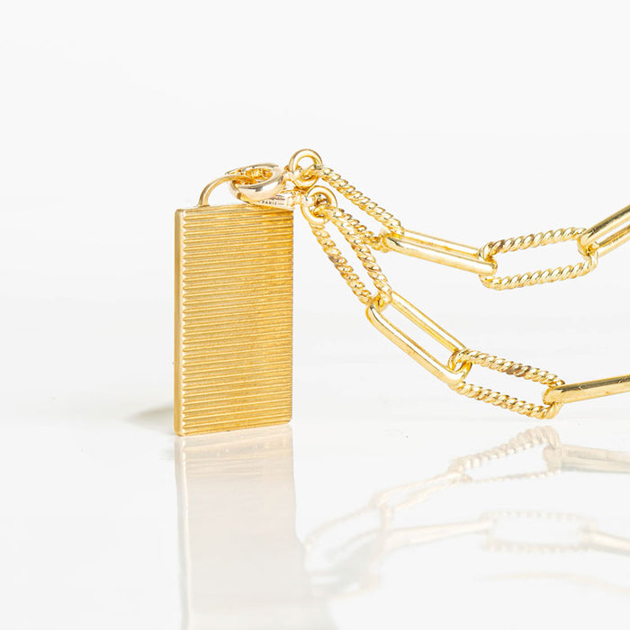 les interchangeables Collier plaque strie maillon strie 42