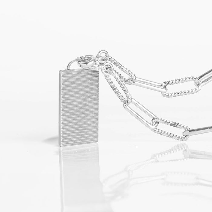 Les Interchangeables Collier Plaque Strie Maillon Strie 42