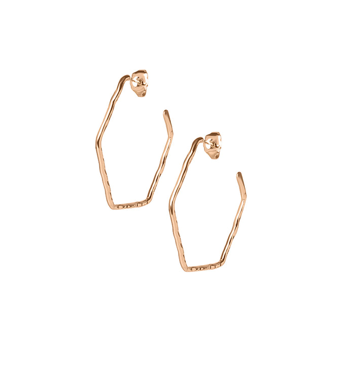 les interchangeables Créoles fil hexagone martelé pm