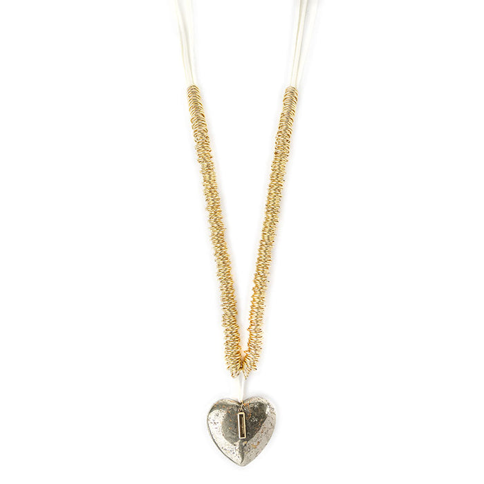 Les Interchangeables Collier Breloque Coeur Pyrite