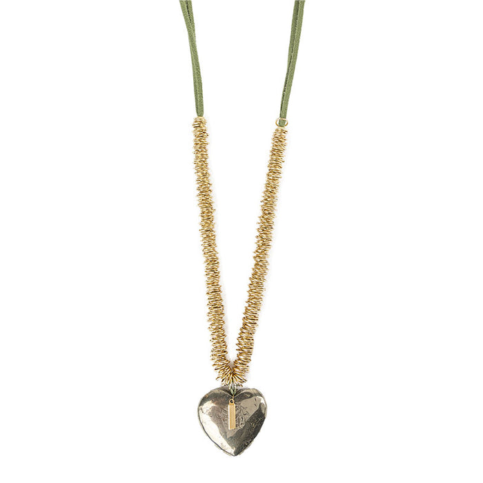les interchangeables Collier breloque coeur pyrite