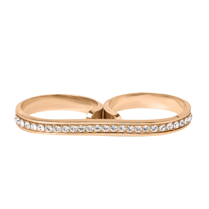 les interchangeables Double bague ligne strass