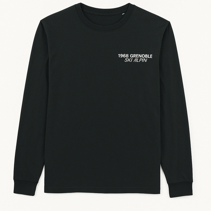 Les Petits Basics 1968 Grenoble. Unisex Dry Handfeel Long Sleeve Black T Shirt