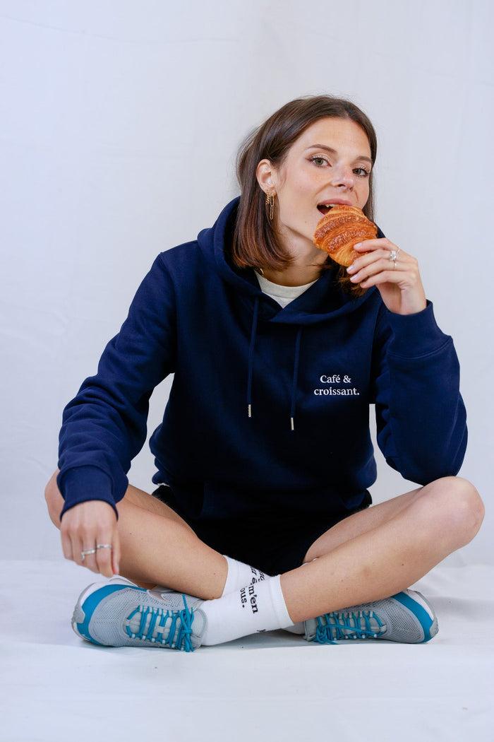 Les Petits Basics Café & Croissant. Embroidered Unisex Hoodie