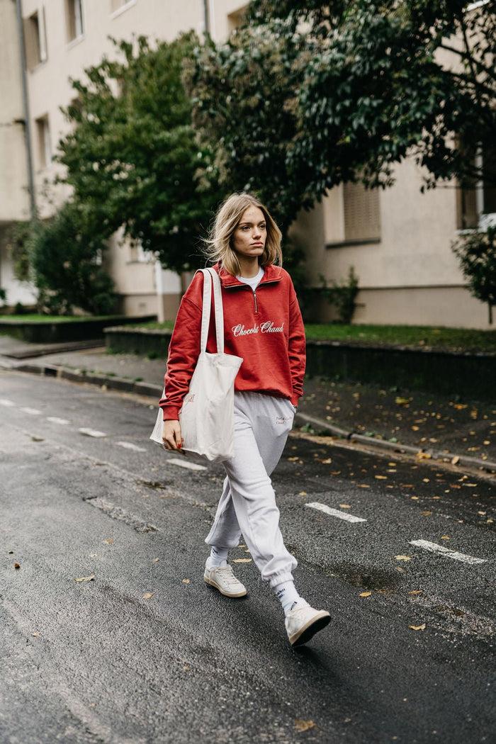 Les Petits Basics Chocolat Chaud. Unisex Quarter Zip Sweater