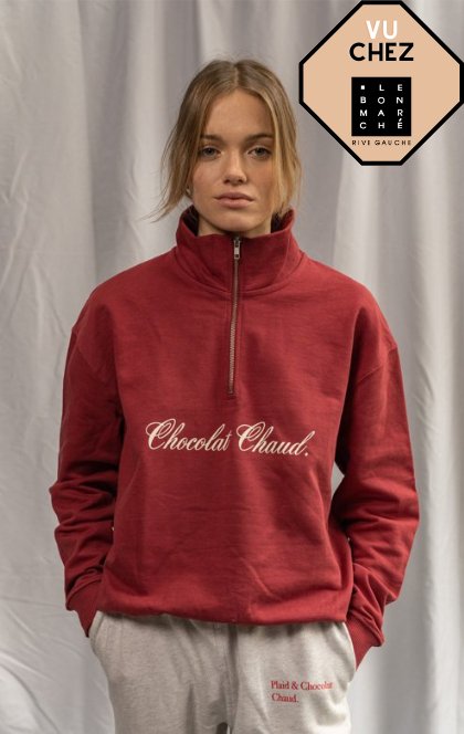 les petits basics Chocolat chaud. unisex quarter zip sweater