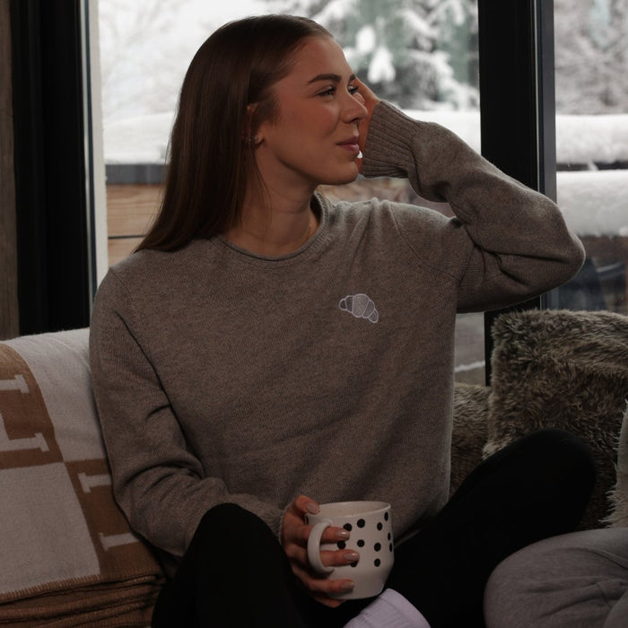 Les Petits Basics Merino Wool Unisex Embroidered Jumper | Croissant