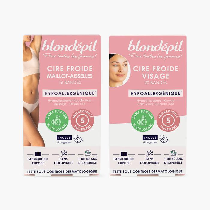 les petits plaisirs Lot de 2 Cires HYPOALLERGENIQUES Aisselles & Visage