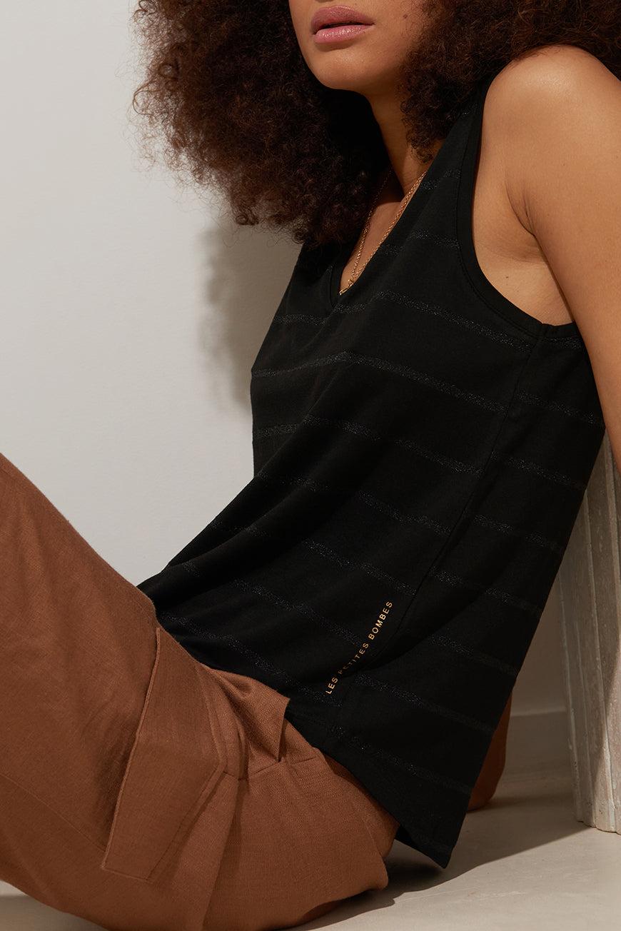 Les P'tites Bombes DEBARDEUR FADILA NOIR RAYURES