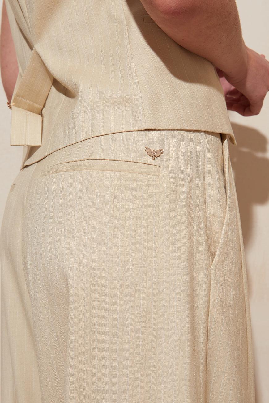 Les P'tites Bombes PANTALON JENNEFER BEIGE RAYURES