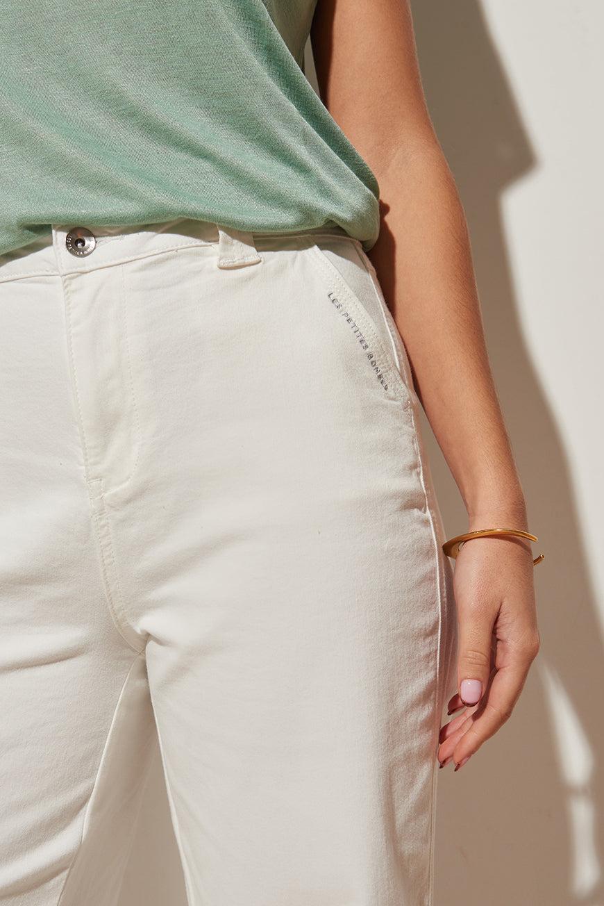 Les P'tites Bombes PANTALON WIDE LARGE ISORE BLANC