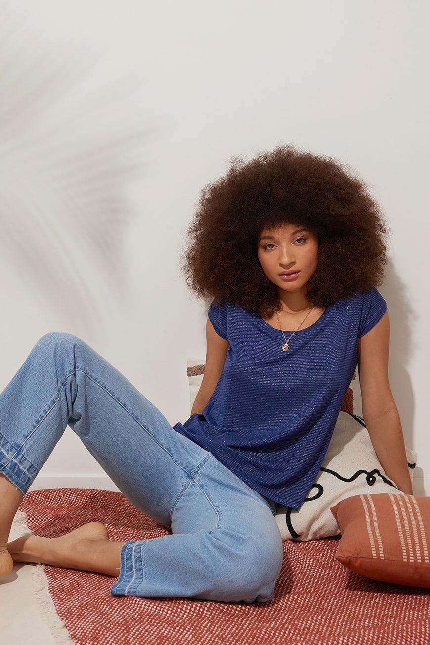 les p'tites bombes TEE SHIRT LUZ MARINE RAYURES OR