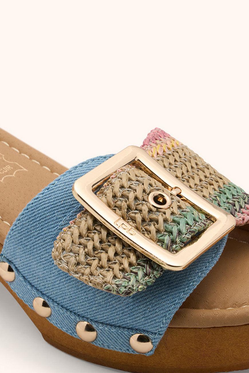 Les P'tites Bombes MULES A TALON LOUISE MULTICO LIGHT BLUE