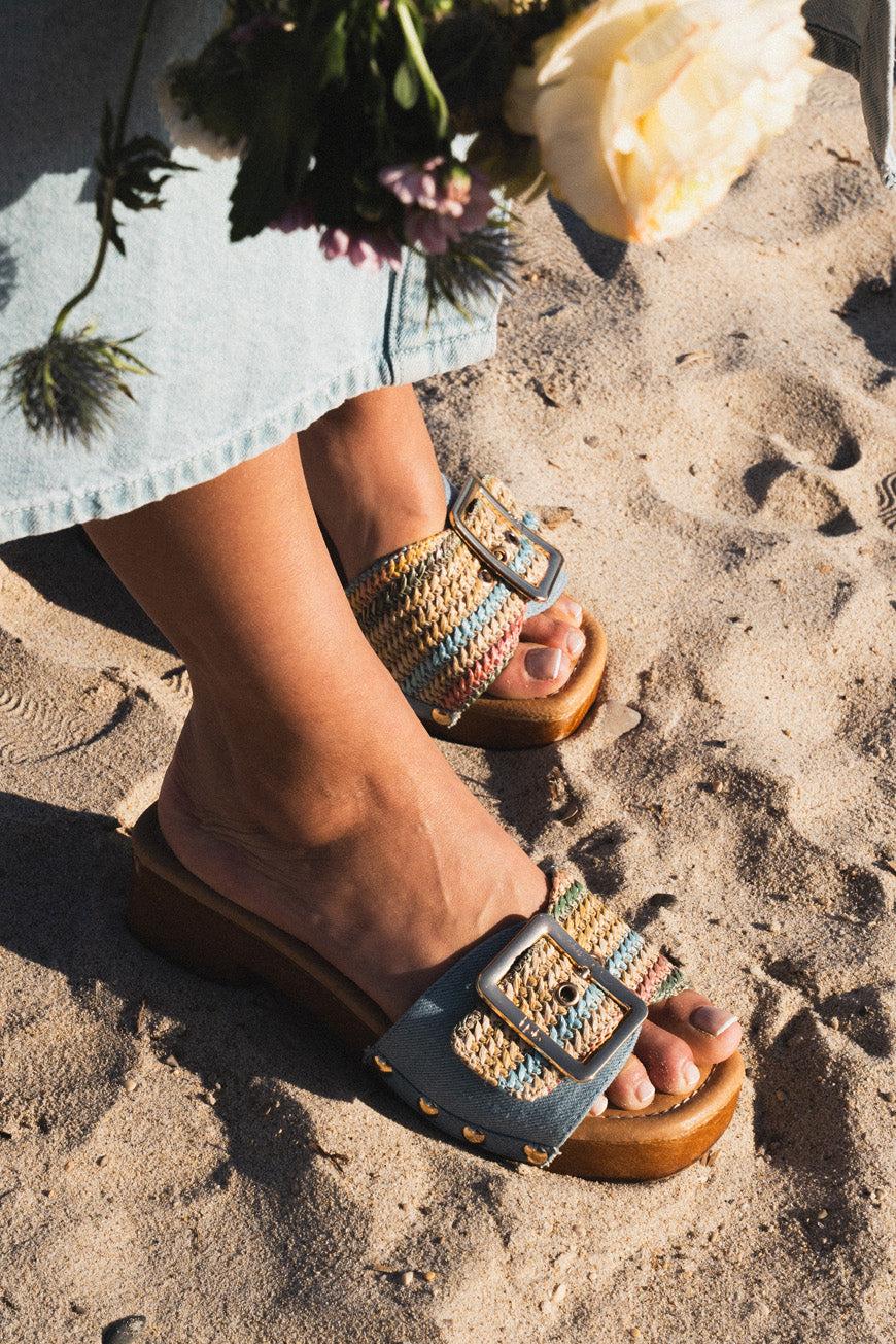 Les P'tites Bombes MULES A TALON LOUISE MULTICO LIGHT BLUE