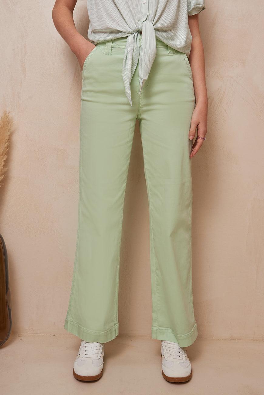 Les P'tites Bombes PANTALON WIDE LARGE ISORE VERT D'EAU