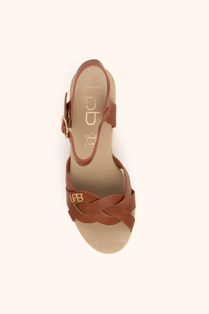 Les P'tites Bombes SANDALES A TALON LOUANE CAMEL PU