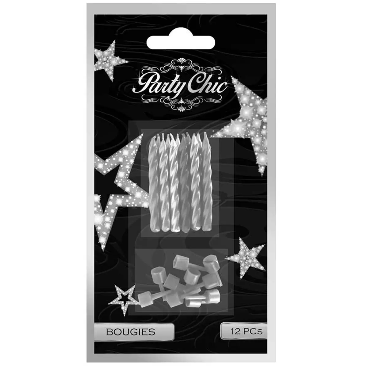 les trésors de lily 12 bougies 'Party Chic' argenté 5 cm [Q4124]