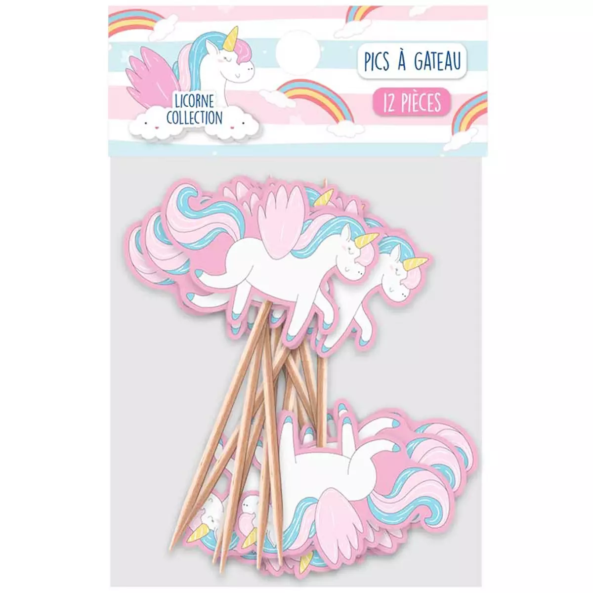 Les Trésors De Lily 12 Pics à Gateau 'Licorne My Unicorn' Rose Multicolore 10 Cm [Q7304]