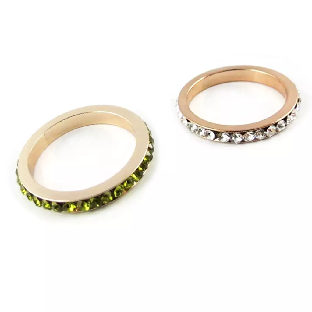 les trésors de lily 2 alliances cristal 'Sissi' vert blanc [K8087]