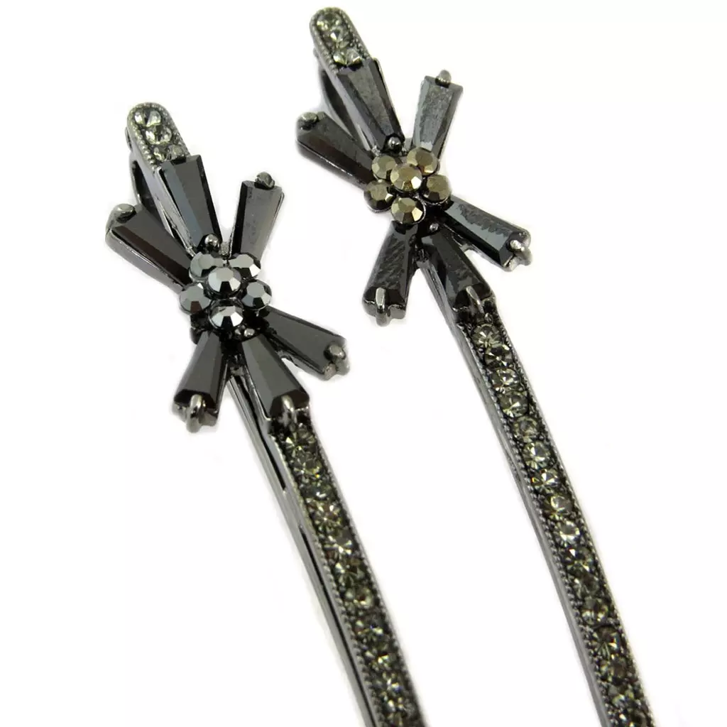 Les Trésors De Lily 2 Barrettes / épingles Plates 'Sissi' Gris 85x13 Mm [P6291]