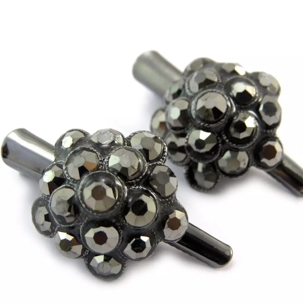 Les Trésors De Lily 2 Barrettes / Pinces Pélican 'Sissi' Gris (fleurs) 35x20 Mm [P6275]