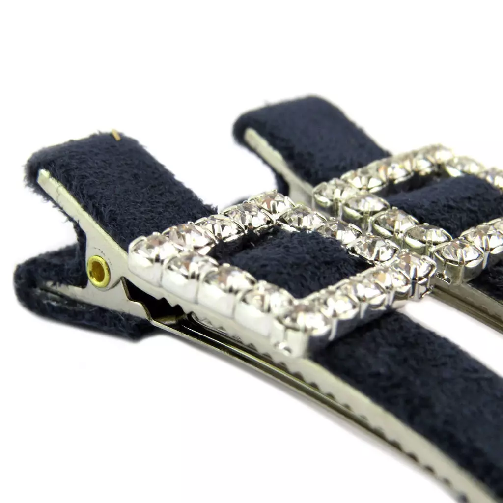 Les Trésors De Lily 2 Barrettes / Pinces Pélican 'Sissi' Marine Blanc 60x17 Mm [P6270]