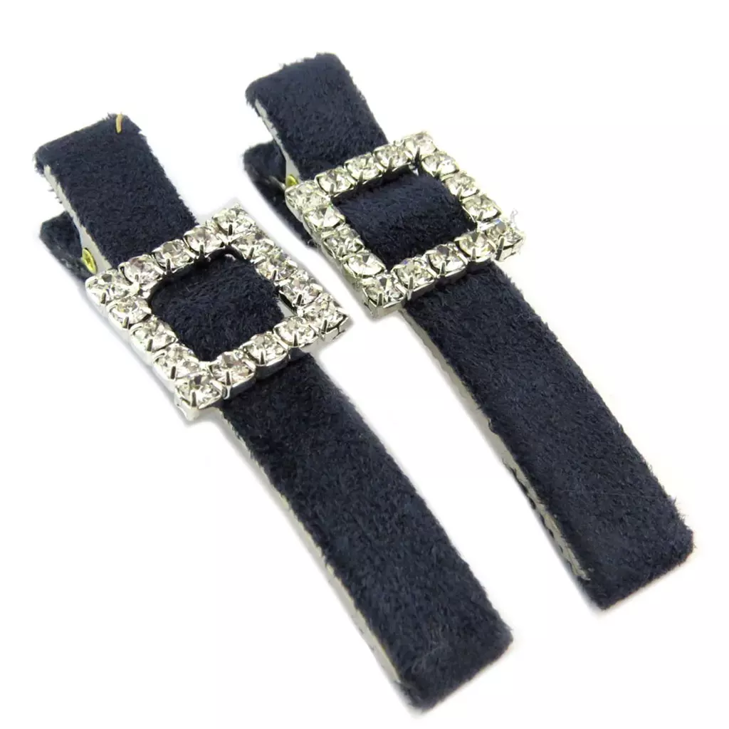 les trésors de lily 2 barrettes / pinces pélican 'Sissi' marine blanc 60x17 mm [P6270]