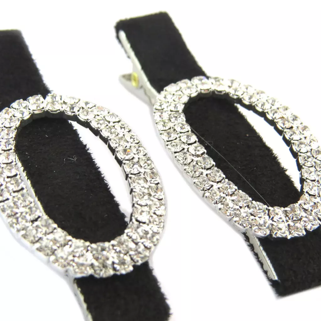 Les Trésors De Lily 2 Barrettes / Pinces Pélican 'Sissi' Noir Blanc 60x23 Mm [P6271]