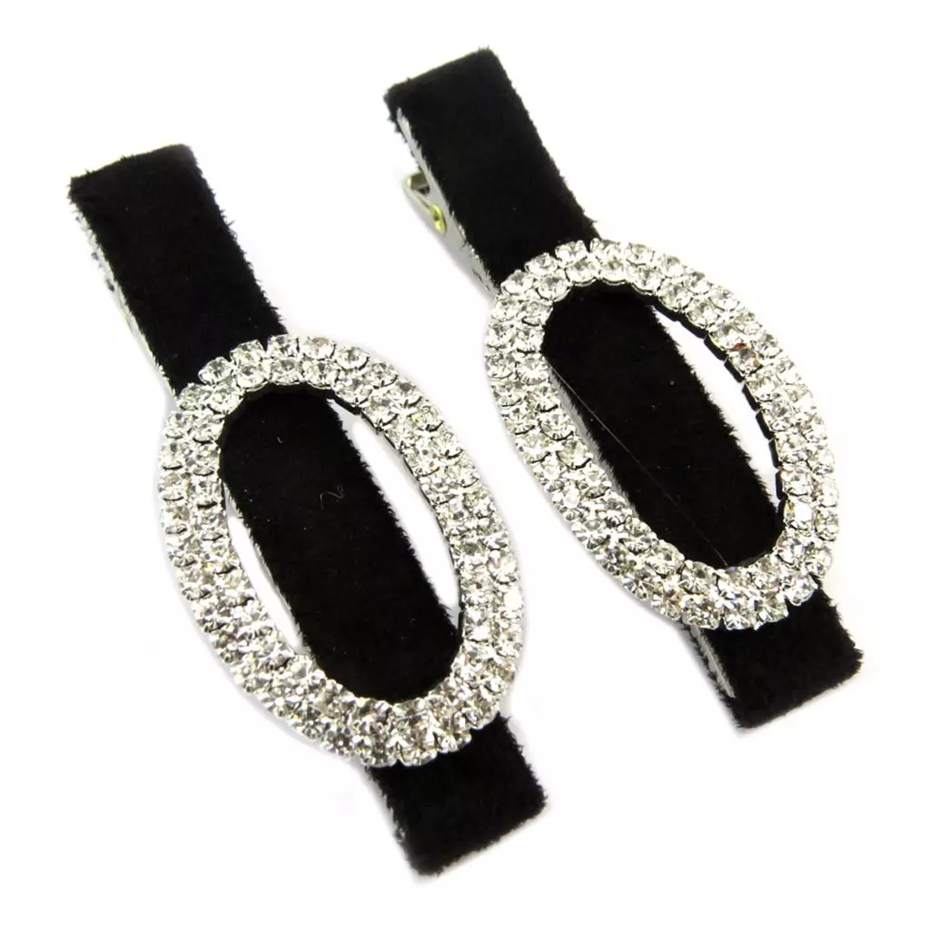 les trésors de lily 2 barrettes / pinces pélican 'Sissi' noir blanc 60x23 mm [P6271]