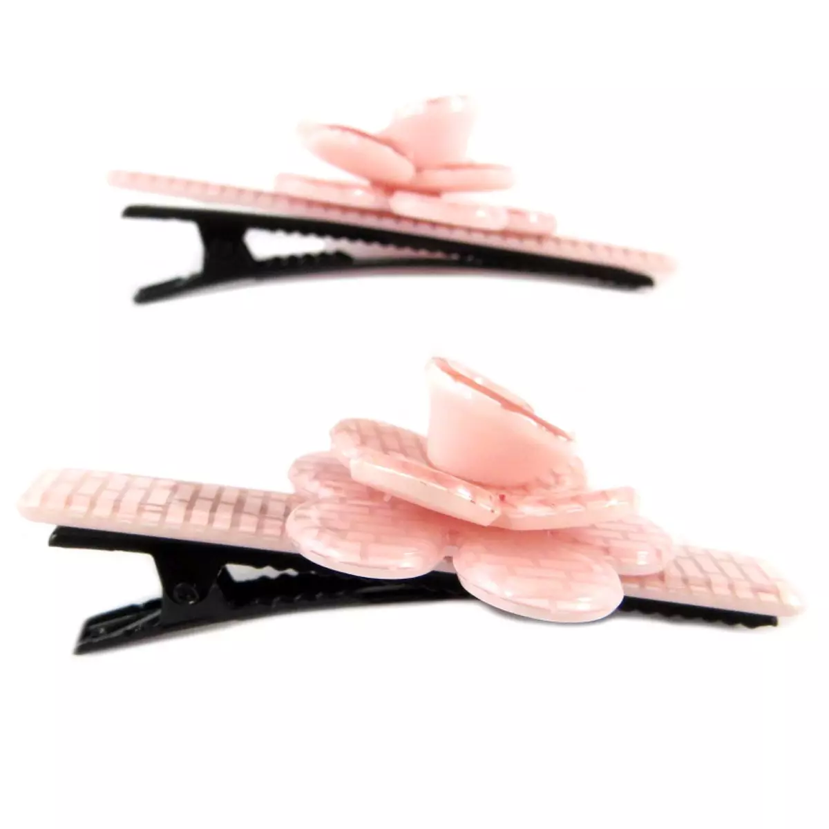 Les Trésors De Lily 2 Barrettes / Pinces Pélican 'Sissi' Rose (rosa Romantica) 60x25 Mm [Q0073]