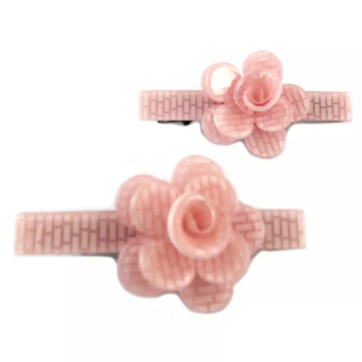 les trésors de lily 2 barrettes / pinces pélican 'Sissi' rose (rosa romantica) 60x25 mm [Q0073]