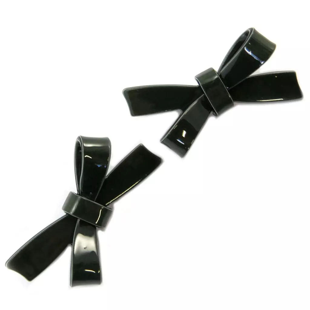 les trésors de lily 2 barrettes / pinces pélican 'Sissi' vert (noeuds) 65x30 mm [P6265]