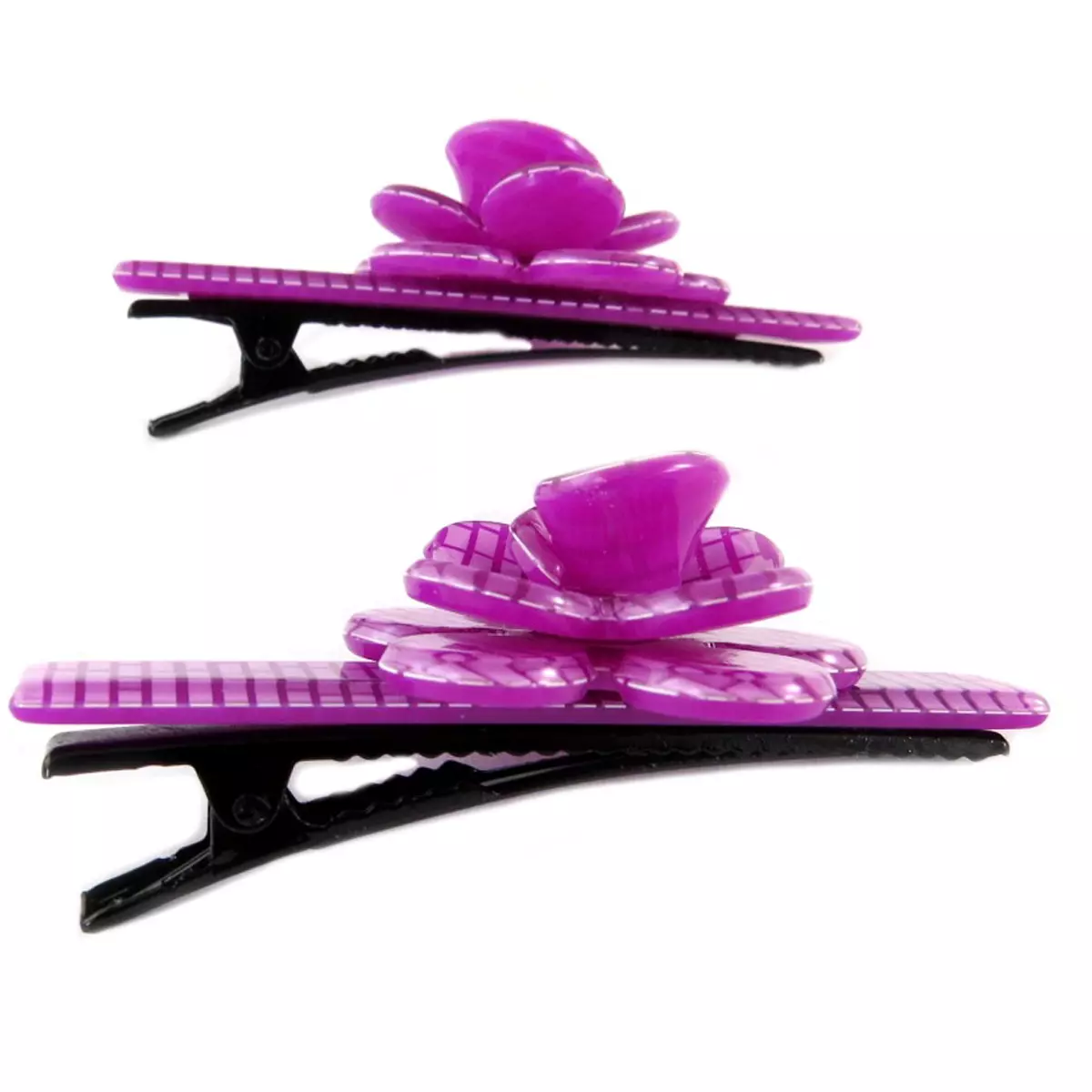 Les Trésors De Lily 2 Barrettes / Pinces Pélican 'Sissi' Violet (rosa Romantica) 60x25 Mm [Q0074]