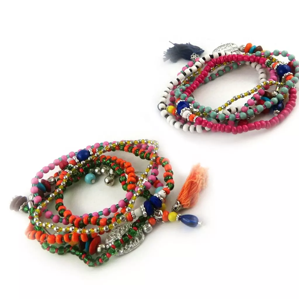 Les Trésors De Lily 2 Bracelets 'Altaï' Tutti Frutti (6 Rangs) [L0604]