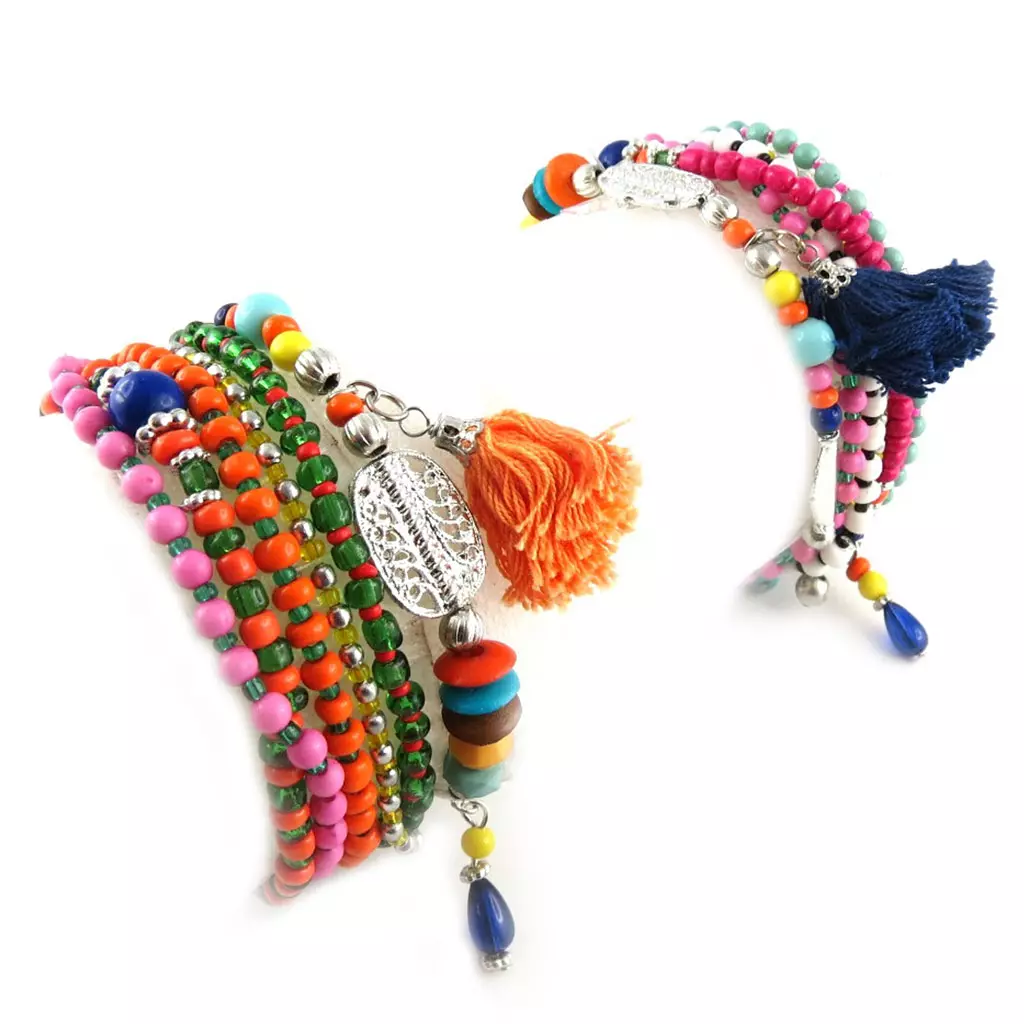 Les Trésors De Lily 2 Bracelets 'Altaï' Tutti Frutti (6 Rangs) [L0604]
