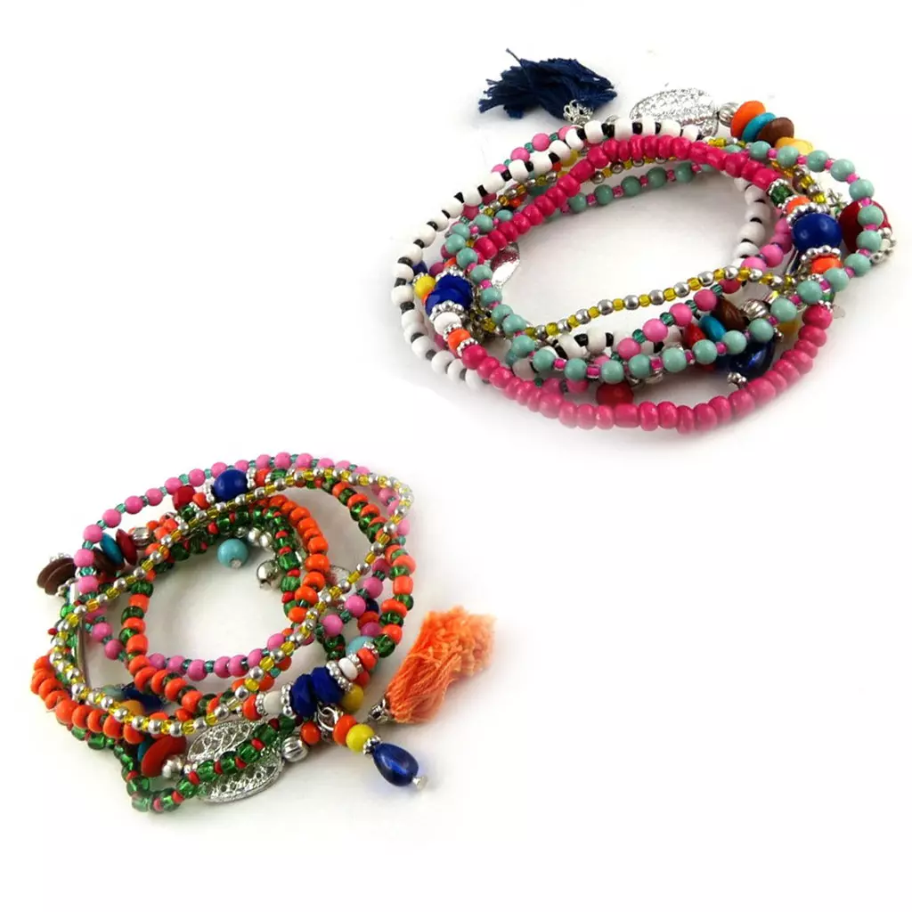 Les Trésors De Lily 2 Bracelets 'Altaï' Tutti Frutti (6 Rangs) [L0604]