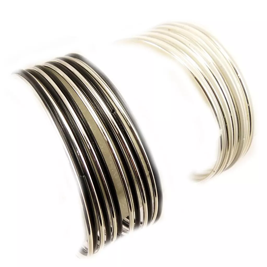 Les Trésors De Lily 2 Bracelets 'Chorégraphie' Noir Blanc [L5250]