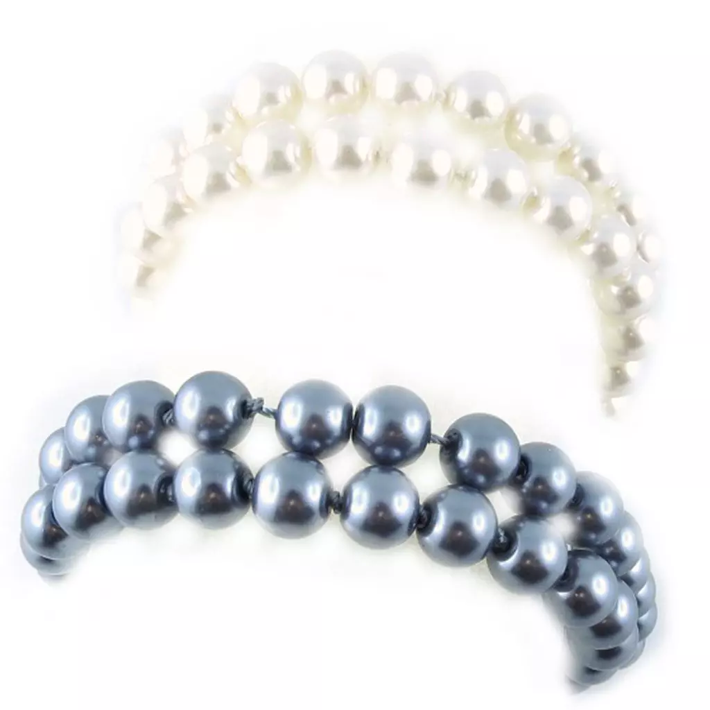 Les Trésors De Lily 2 Bracelets 'Perla' Ivoire Gris (8 Mm) [L2665]