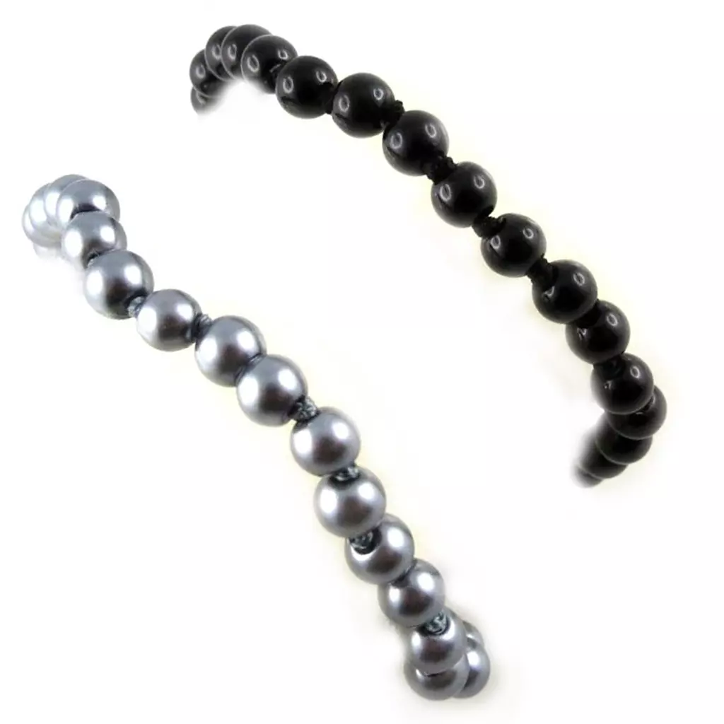 Les Trésors De Lily 2 Bracelets 'Perla' Noir Gris (6 Mm) [L2667]
