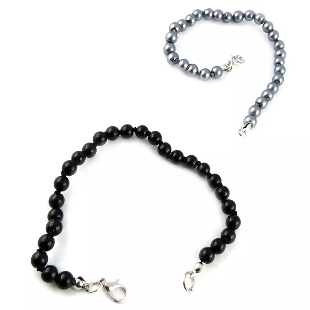 Les Trésors De Lily 2 Bracelets 'Perla' Noir Gris (6 Mm) [L2667]