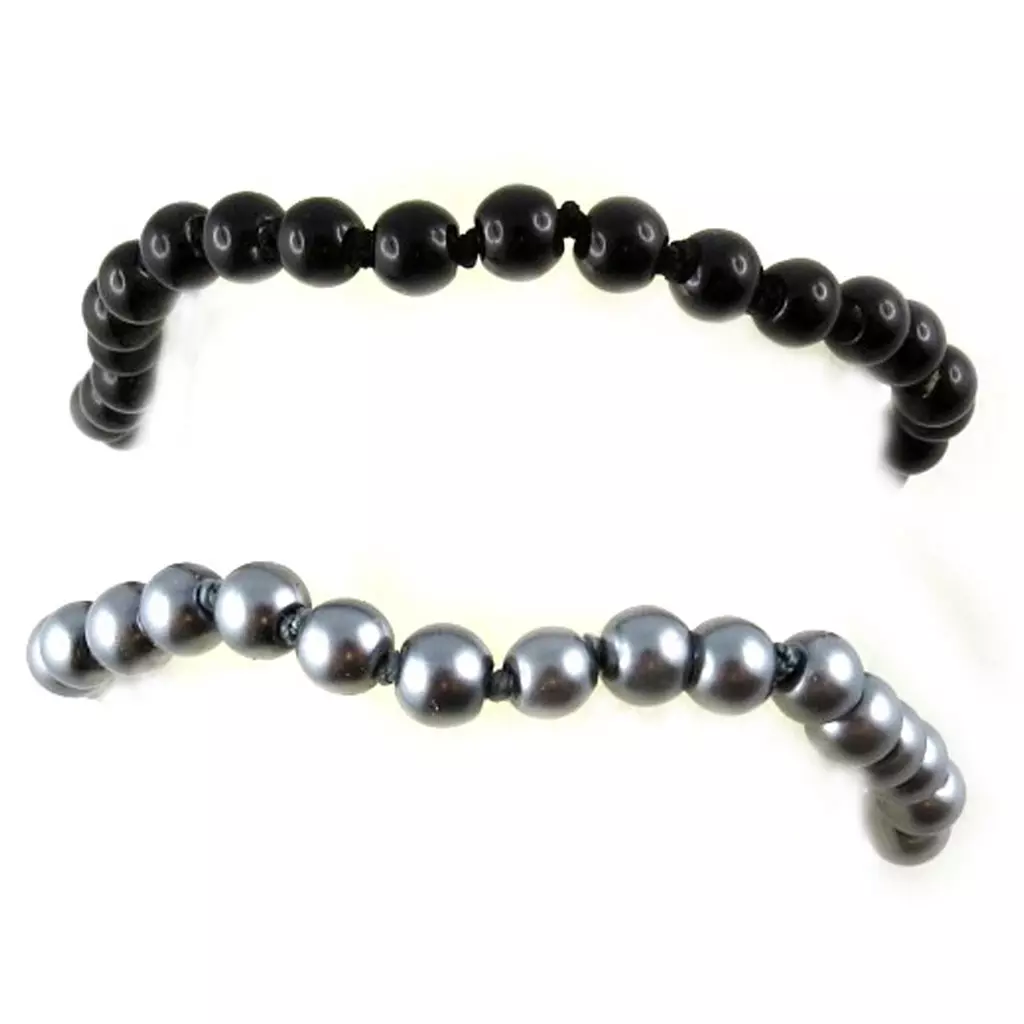 les trésors de lily 2 bracelets 'Perla' noir gris (6 mm) [L2667]