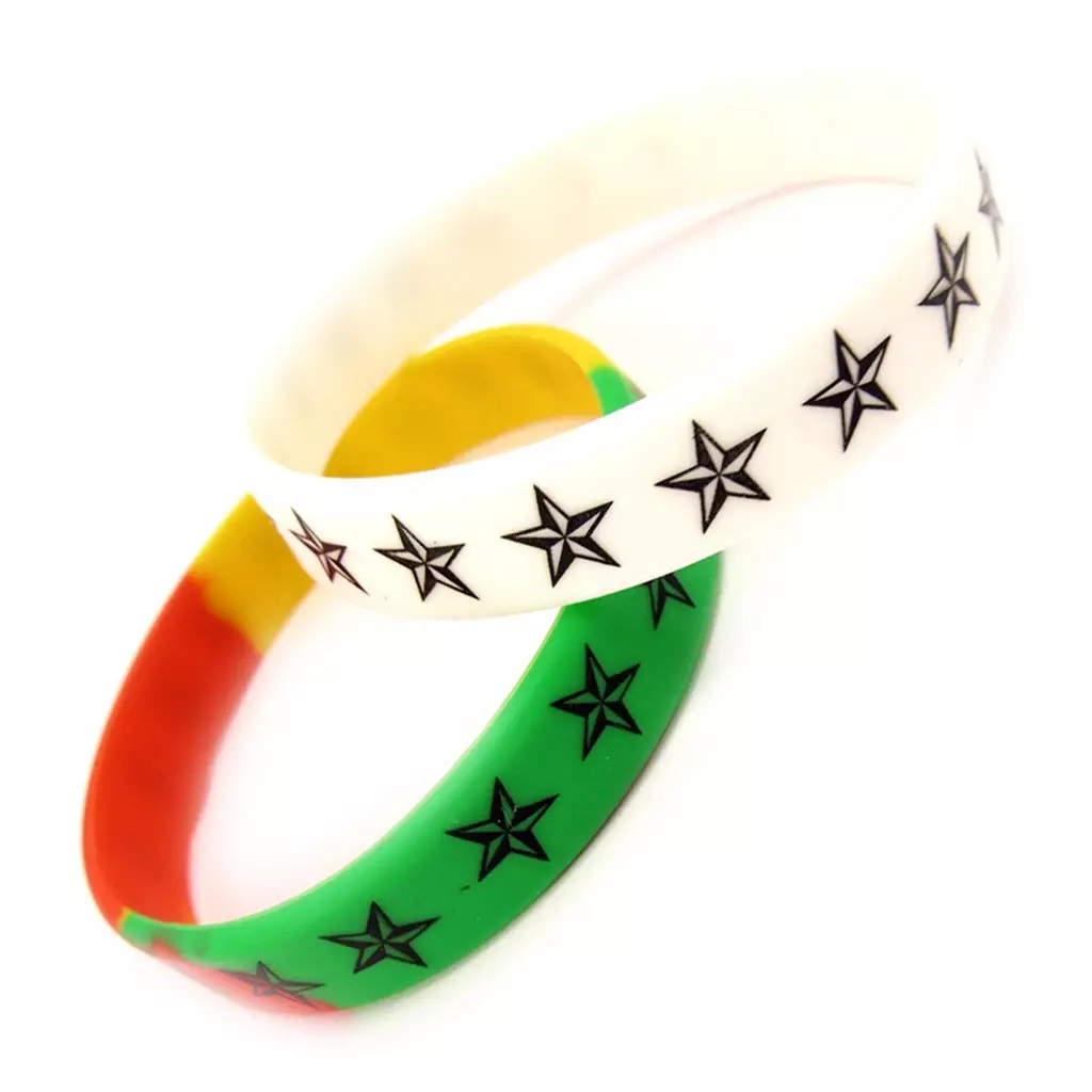 les trésors de lily 2 bracelets silicone 'Etoiles' tutti frutti [K9481]