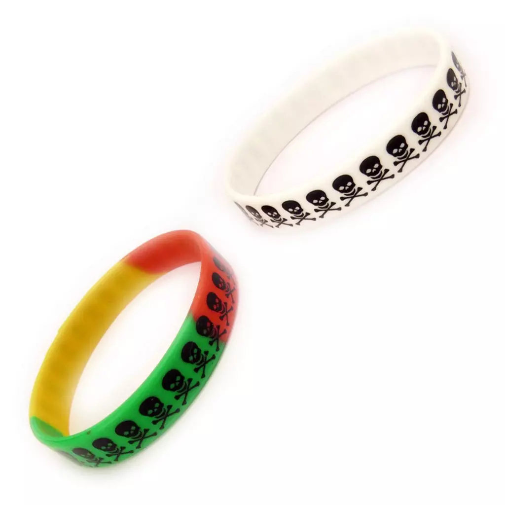 Les Trésors De Lily 2 Bracelets Silicone 'Tête De Mort' Blanc Tutti Frutti [K9484]
