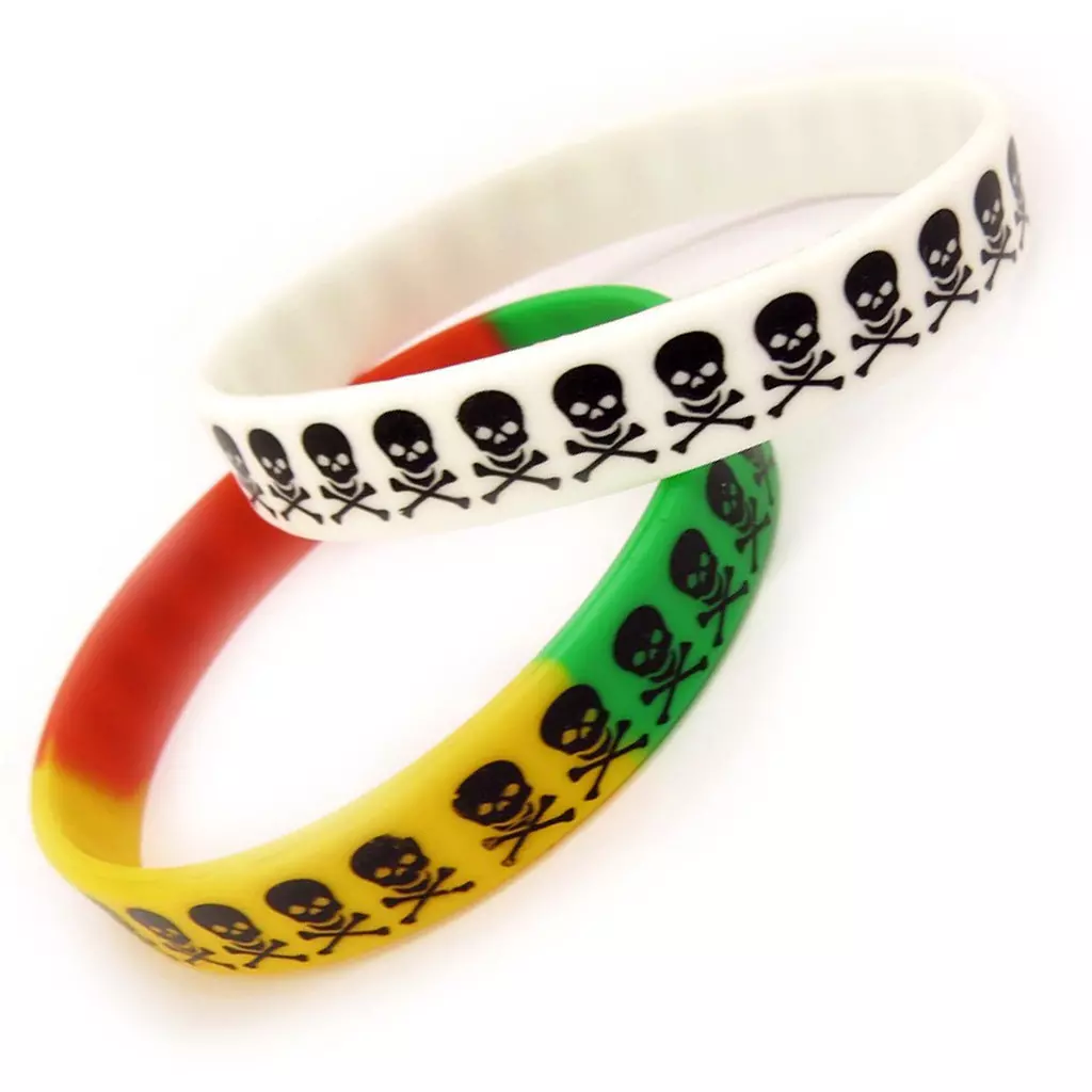 Les Trésors De Lily 2 Bracelets Silicone 'Tête De Mort' Blanc Tutti Frutti [K9484]
