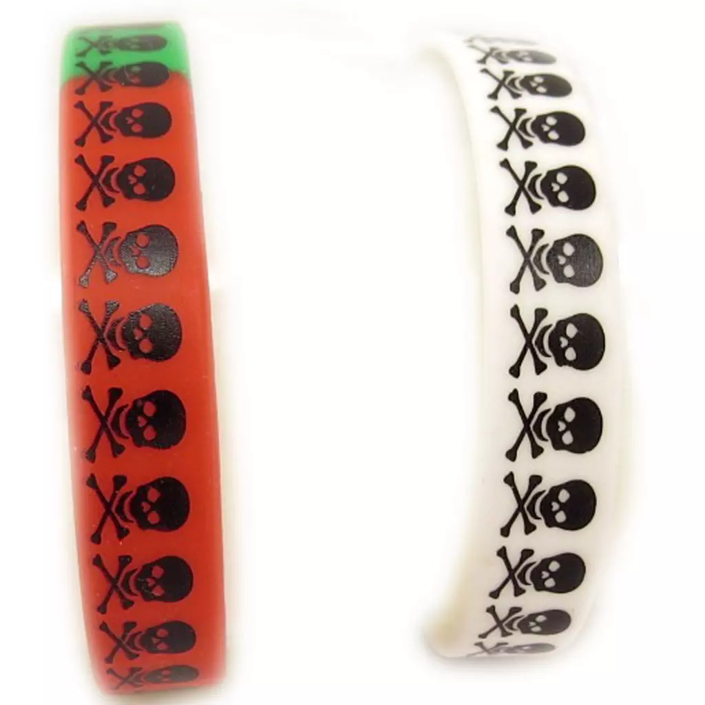 Les Trésors De Lily 2 Bracelets Silicone 'Tête De Mort' Blanc Tutti Frutti [K9484]