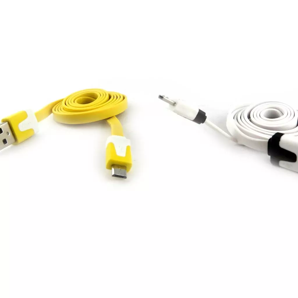 Les Trésors De Lily 2 Cables USB Téléphones 'Coloriage' Jaune Blanc (1m) [K9281]