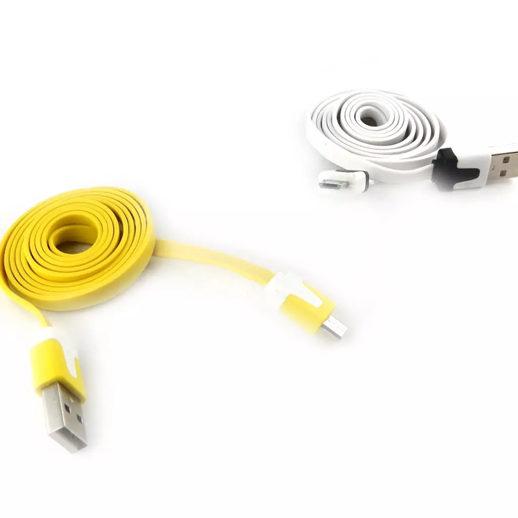 Les Trésors De Lily 2 Cables USB Téléphones 'Coloriage' Jaune Blanc (1m) [K9281]