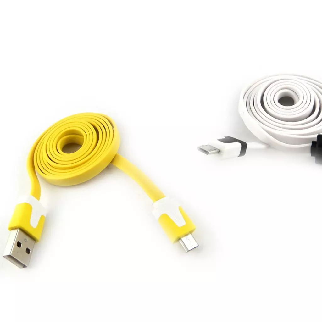 les trésors de lily 2 cables USB téléphones 'Coloriage' jaune blanc (1m) [K9281]