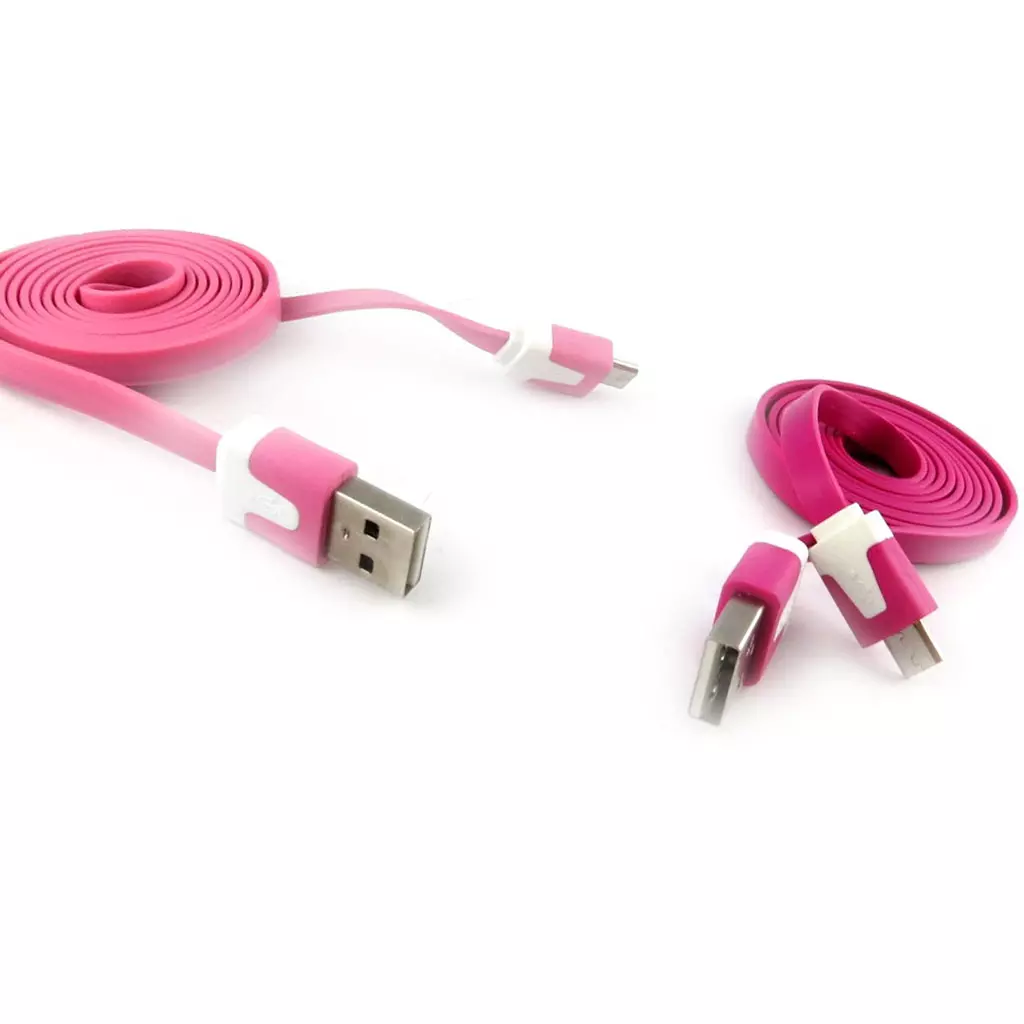 Les Trésors De Lily 2 Cables USB Téléphones 'Coloriage' Rose Fuschia (1m) [K9285]